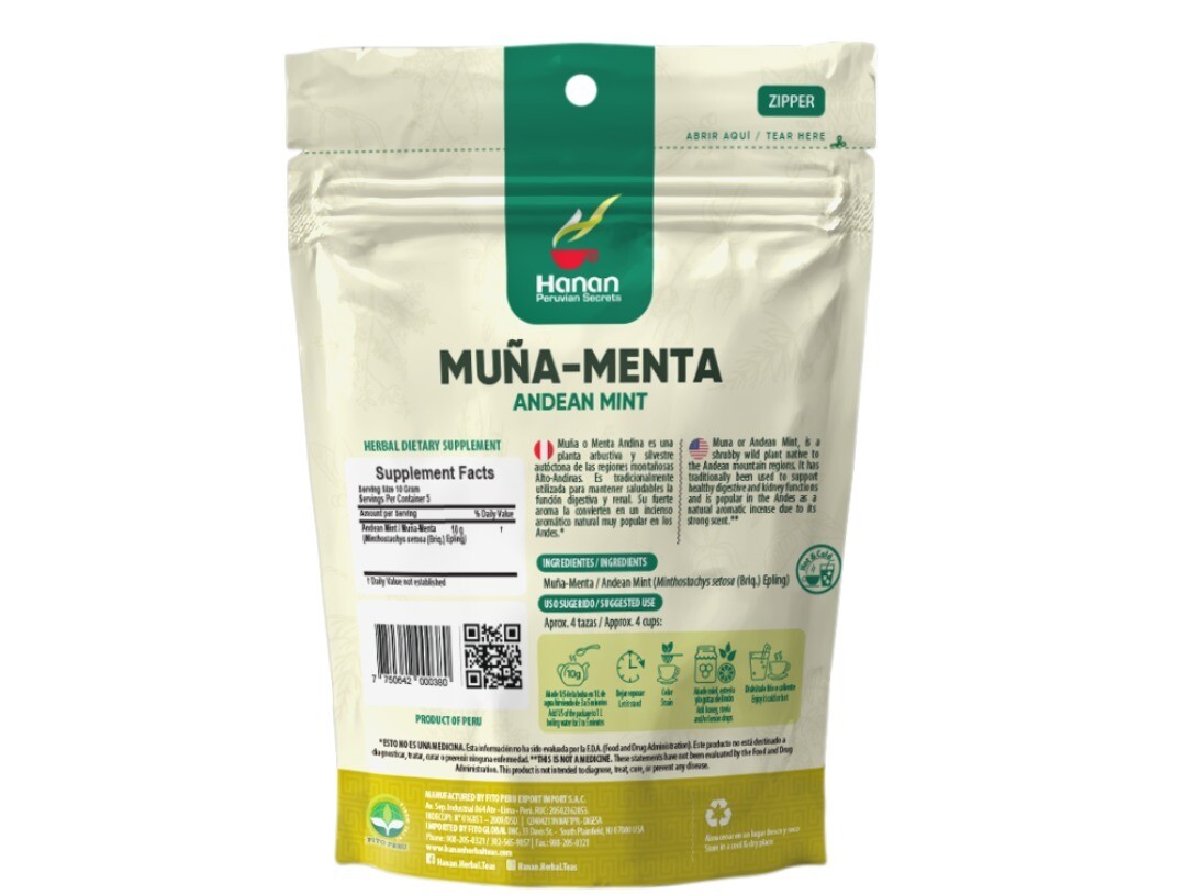 Hanan Peruvian Secrets Andean Mountains Mint Leaves (Te de MUÑA)