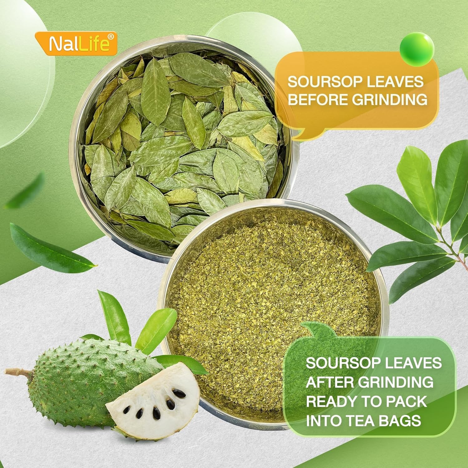 NalLife Soursop Tea Bags 30 Count Tea from 100% Soursop Leaves Caffeine Free No