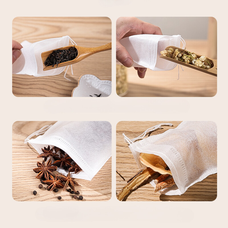 200x Non-woven Tea Bags Disposable Soup Tea Filter Bag Drawstring Gauze Bag Thin