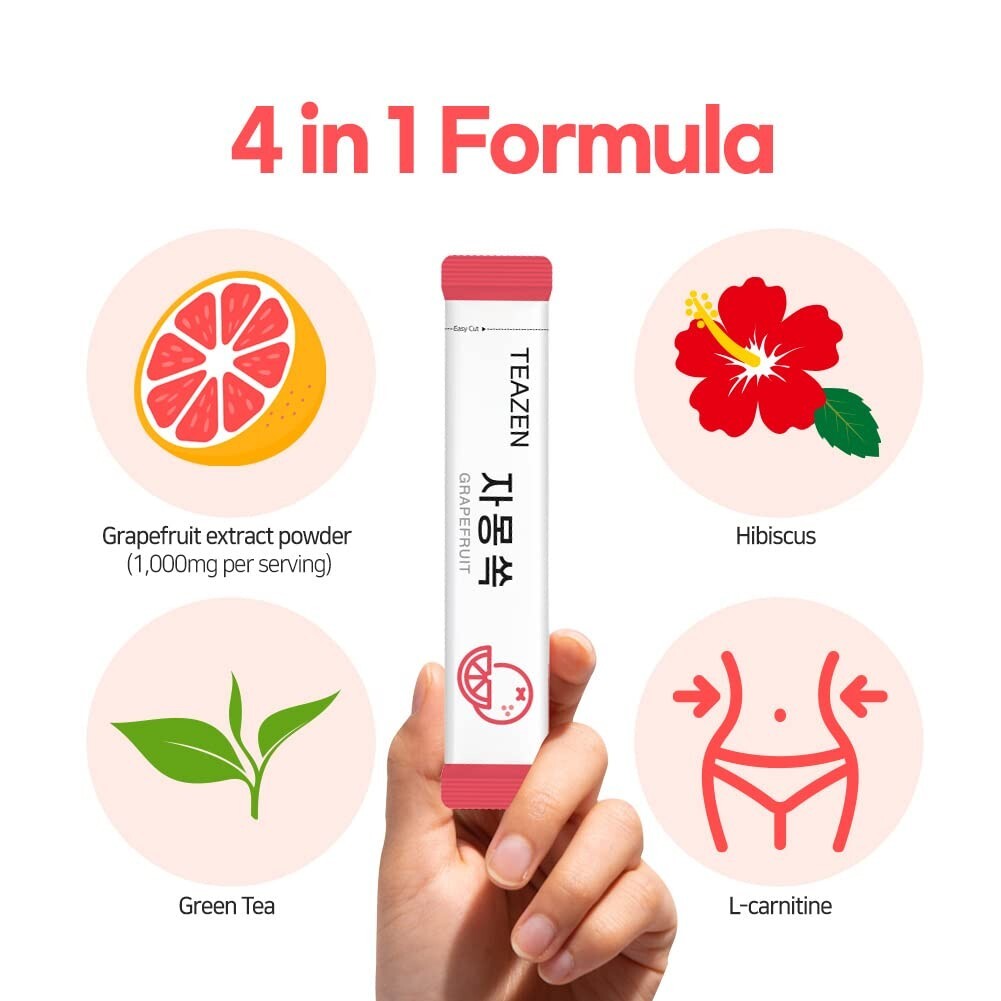 Portable Grapefruit Tea Stick Mix with Green Tea and Hibiscus – Refreshing Blend