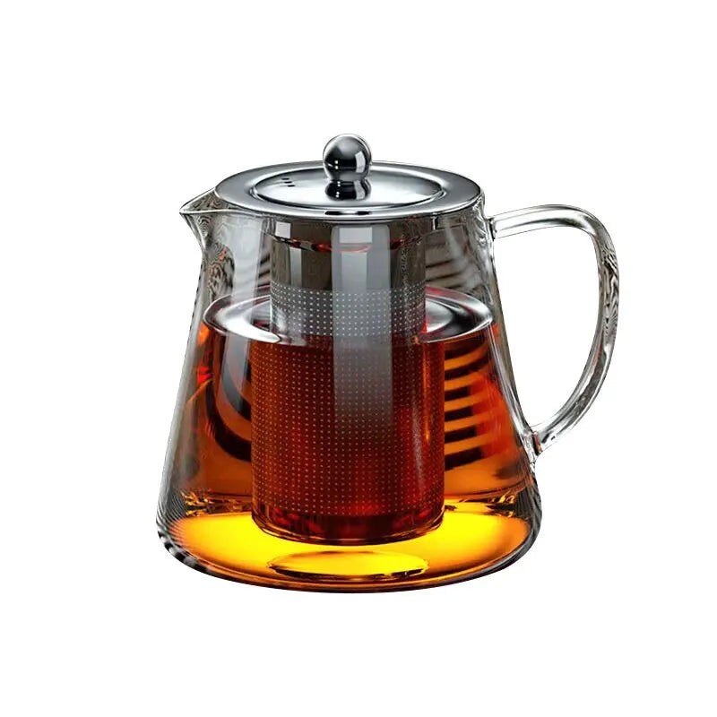 Heat-Resistant Glass Teapot with Stainless Steel Infuser, 401-500ml Kung Fu