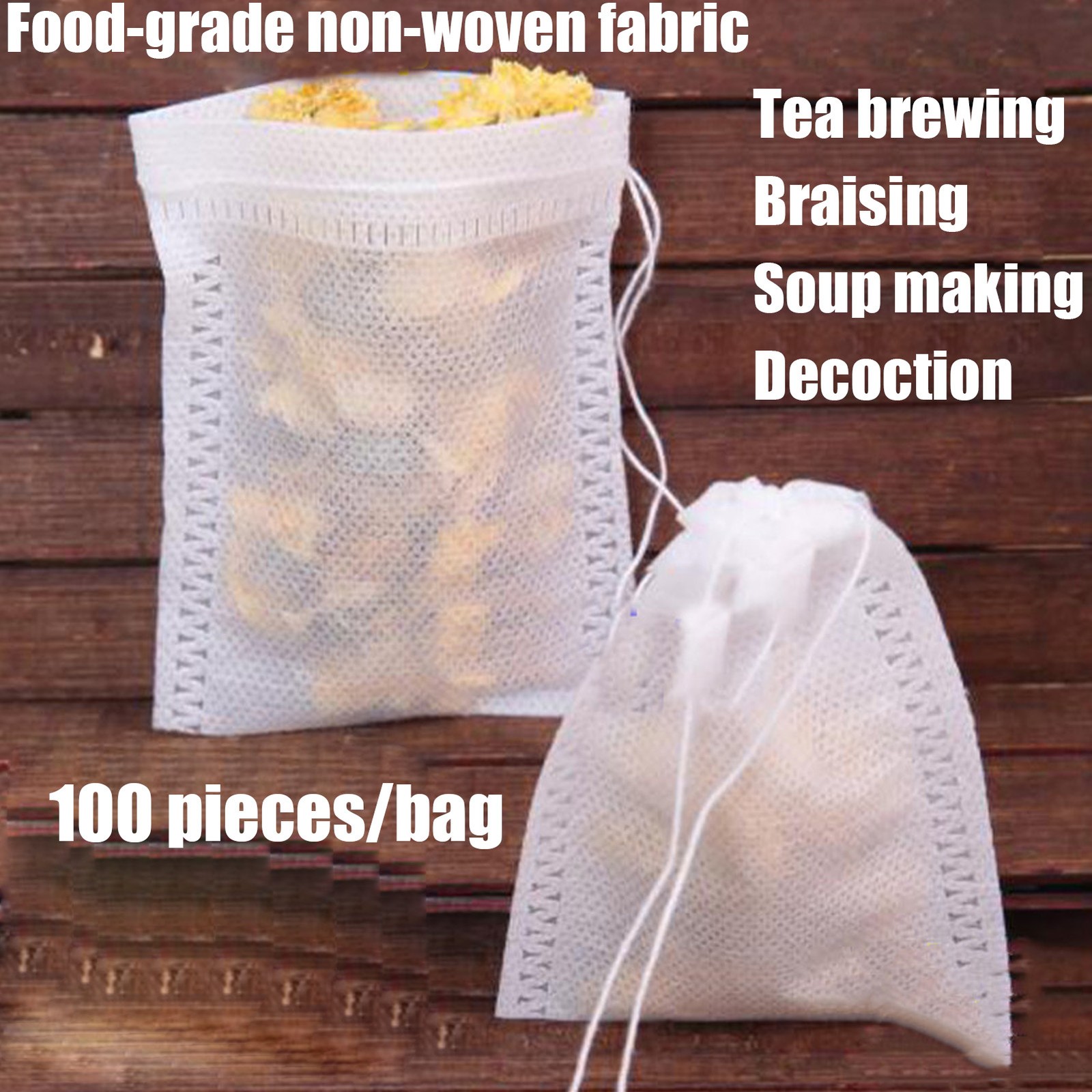 100x Tea Filter Bag Tea Bags For Loose Tea Reusable Empty Tea Filter Bags