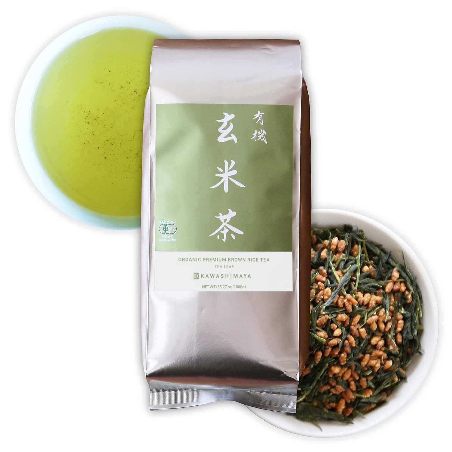 Kawashimaya Organic Genmaicha 35.27 oz 1000g – Japanese Green Tea with Roaste…