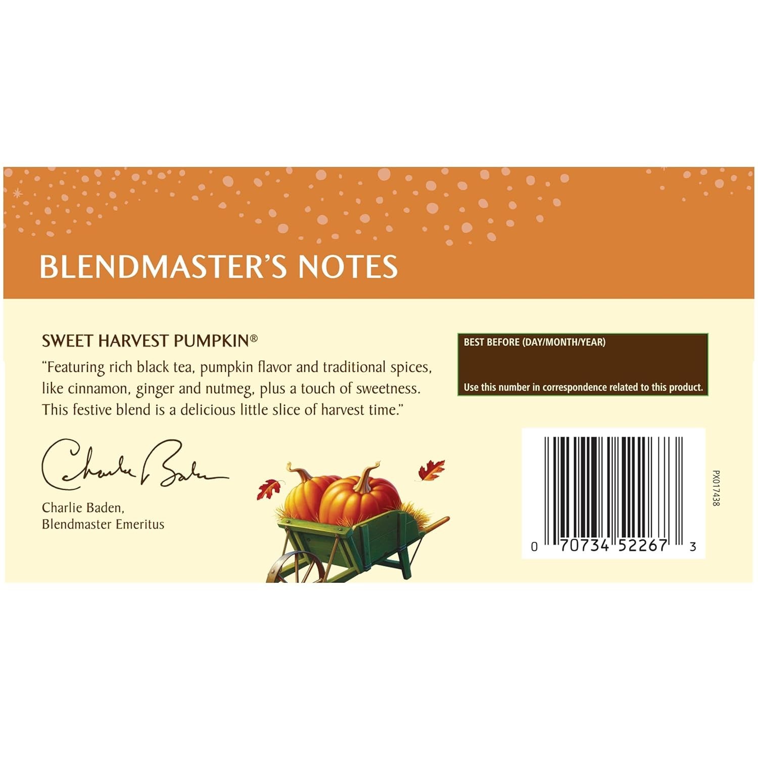 18 Count Sweet Harvest Pumpkin Tea Bags – Gluten-Free, No Artificial Flavors