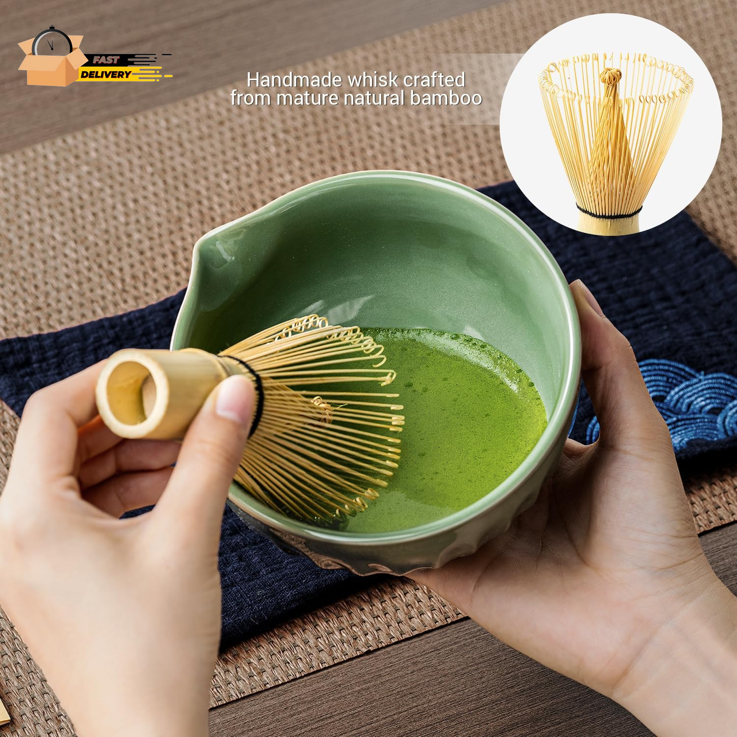 Matcha Whisk Set, Matcha Kit Includes Ceramic Matcha Bowl, 7 Pcs Matcha Tea Gre