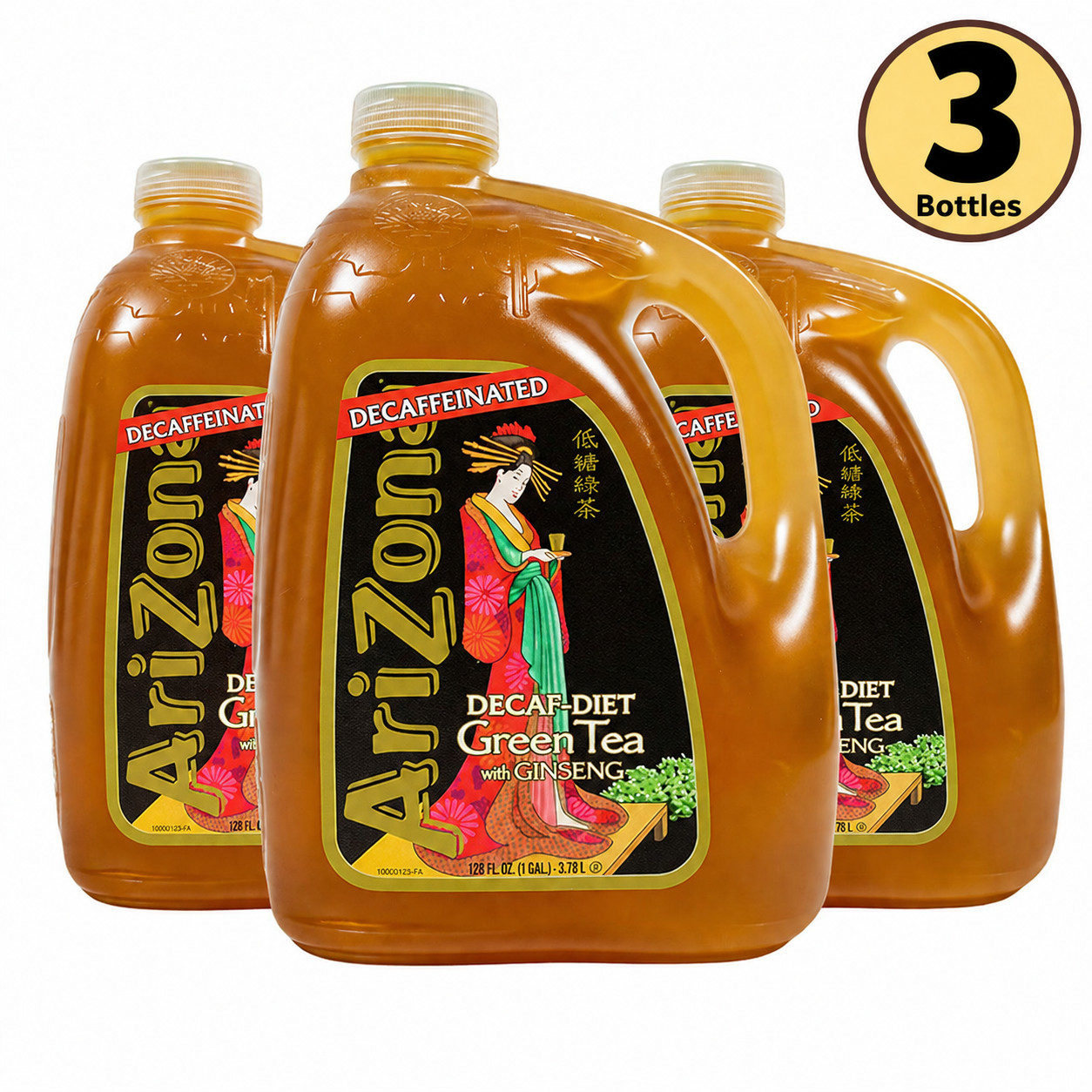 Arizona Decaf Diet Green Tea 128 fl oz Bottles 3 Pack Ready to Drink New