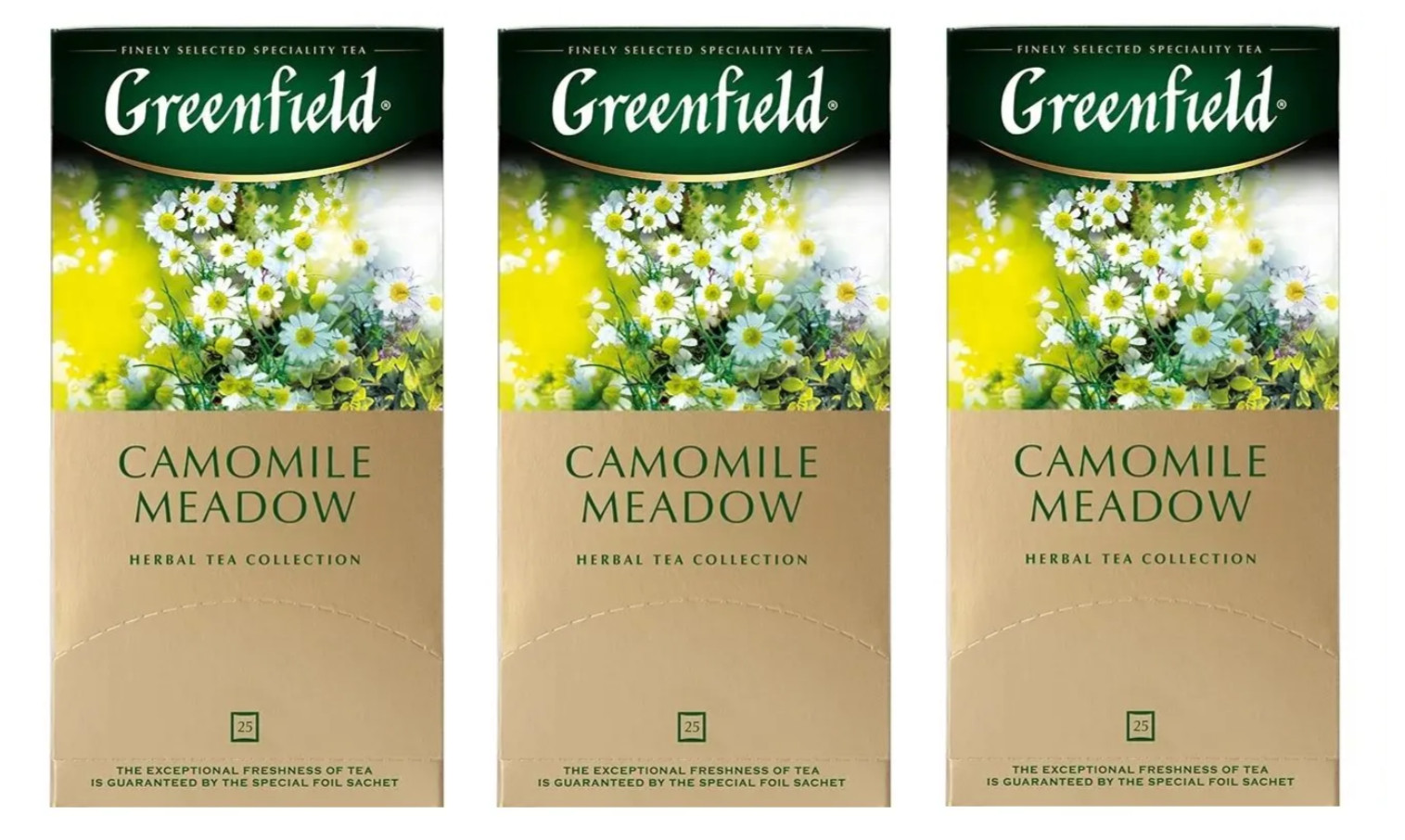 GREENFIELD Tea CHAMOMILE MEADOW HERBAL 25 TEA BAGS RF Made in Russia NO GMO*3 pc