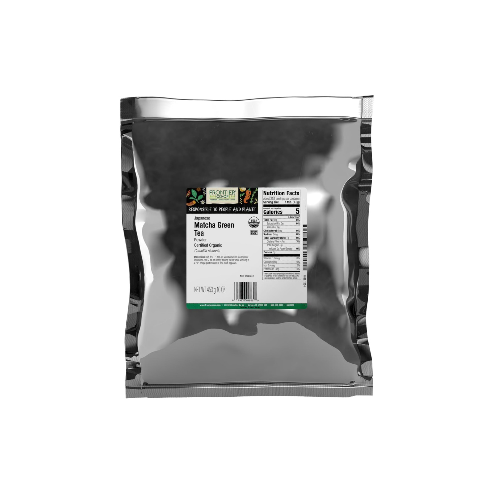 Frontier Co-op Organic Japanese Matcha Green 16 Ounce (Pack of 1), No Color