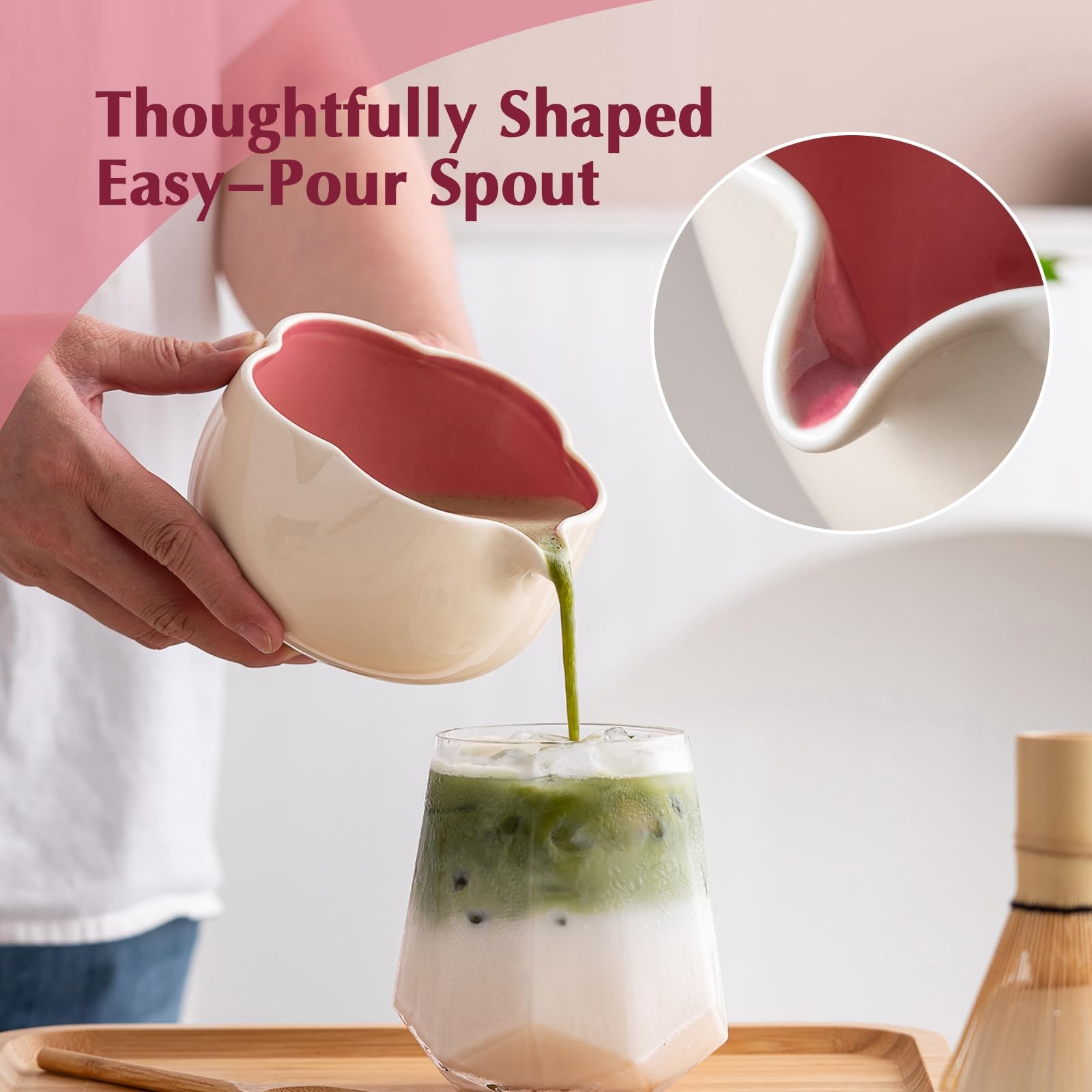 Matcha Set, 8Pcs Floral Ceramic Matcha Kit with Matcha Whisk, Holder, Scoop, …