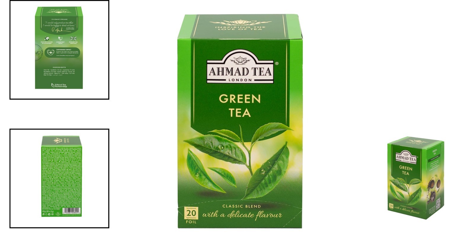 Delicious Green Tea Pure, 20 Count Tea Bags – Low Caffeine & Sugar-Free