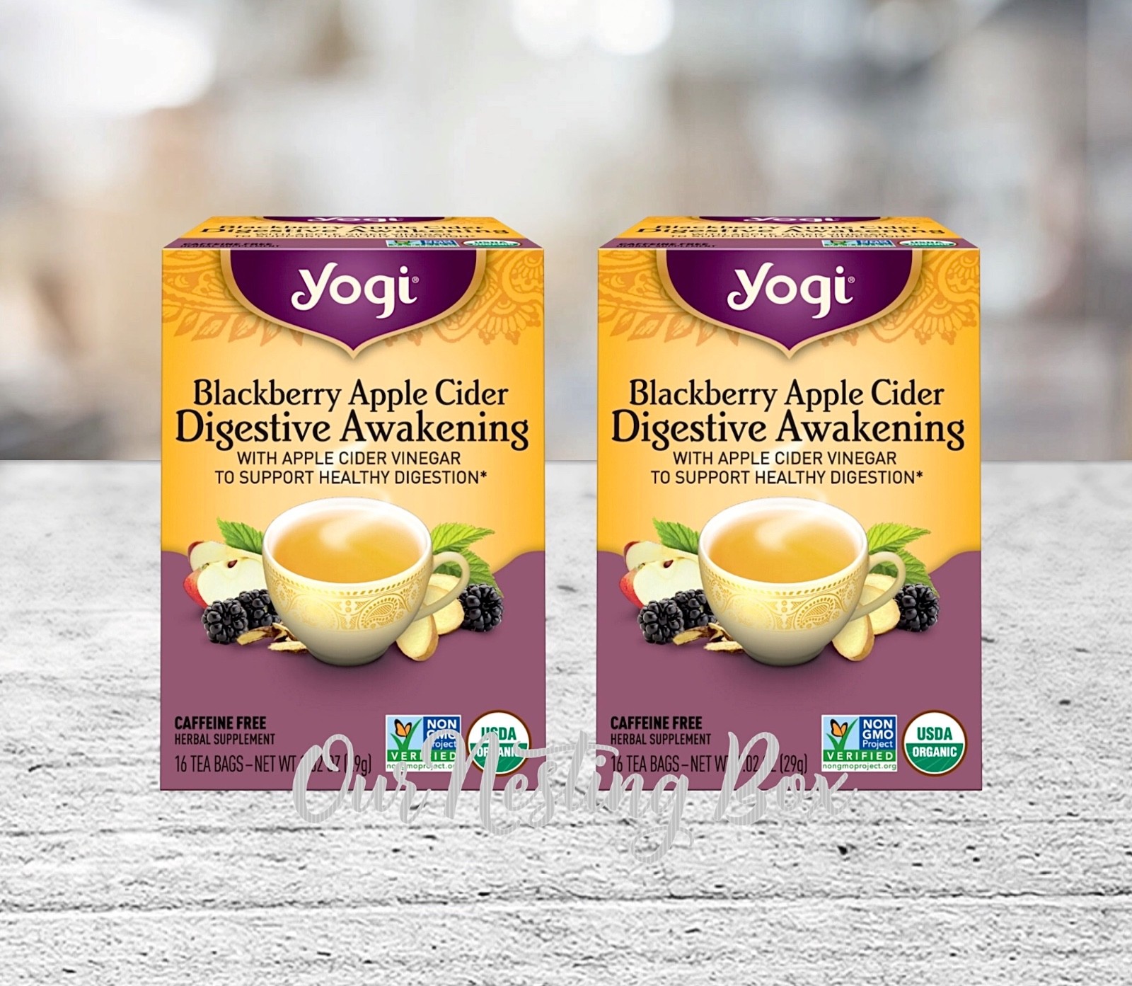 2 Yogi Tea Blackberry Apple Cider Digestive Awakening, Herbal Tea Bags, 16 Count