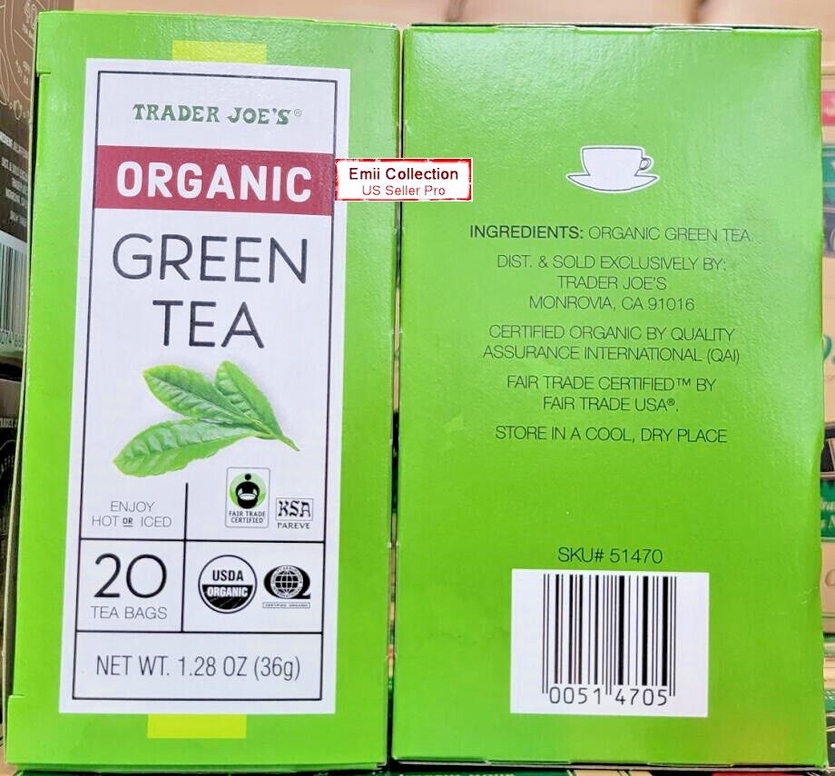 Trader Joe’s Organic Green Tea 1.28oz 36g (2 Boxes)