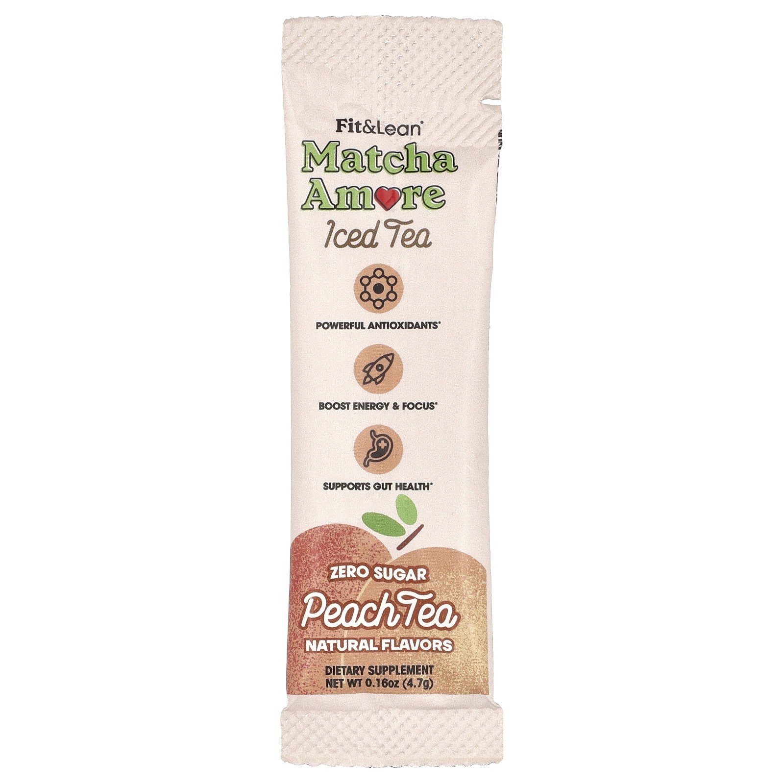 Matcha Amore Iced Tea, Peach Tea, 10 Stick Packs, 0.17 oz (4.7 g) Each