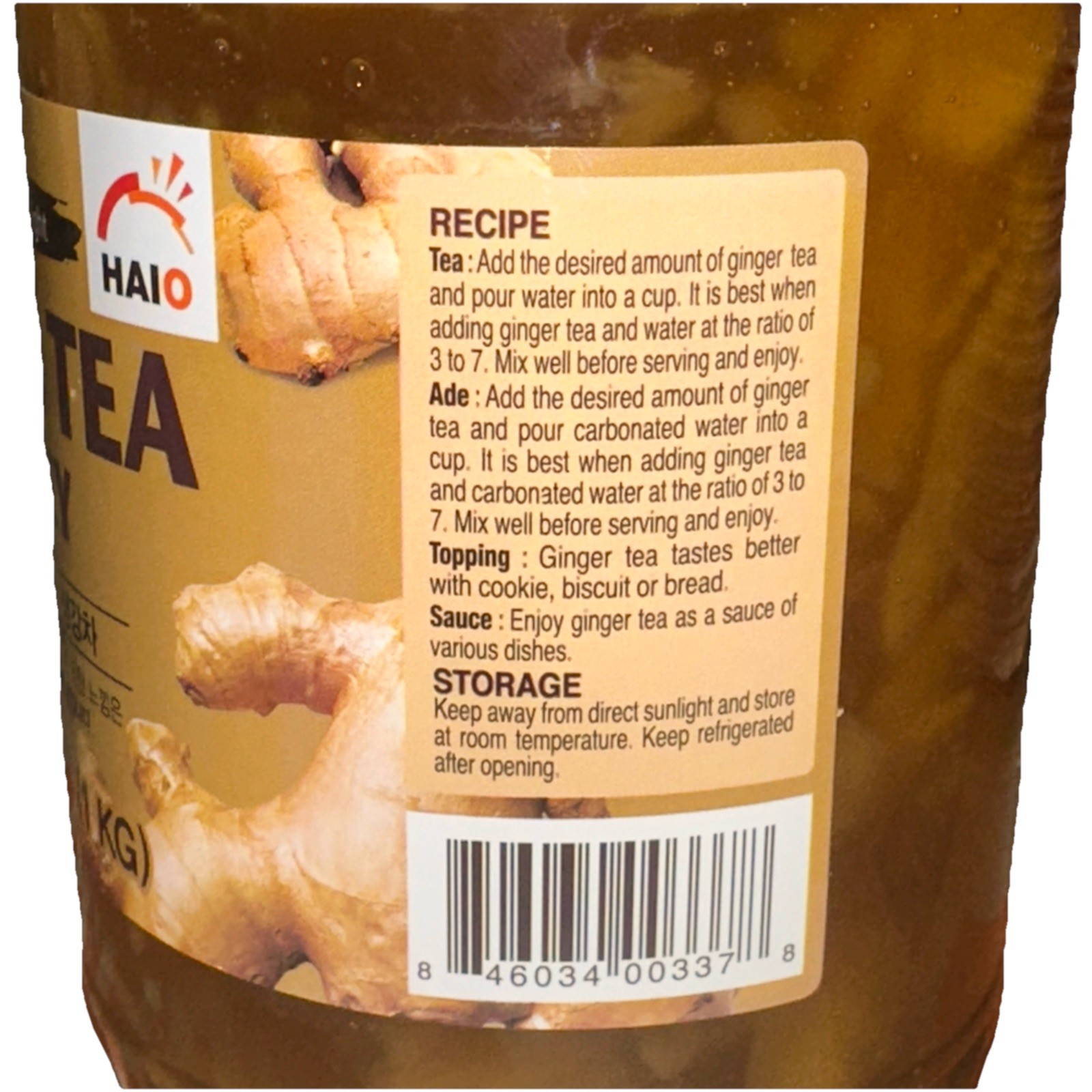 Haio Ginger Tea with Honey Product of Korea 2.2 lbs (1 kg) ( 1 Jar)