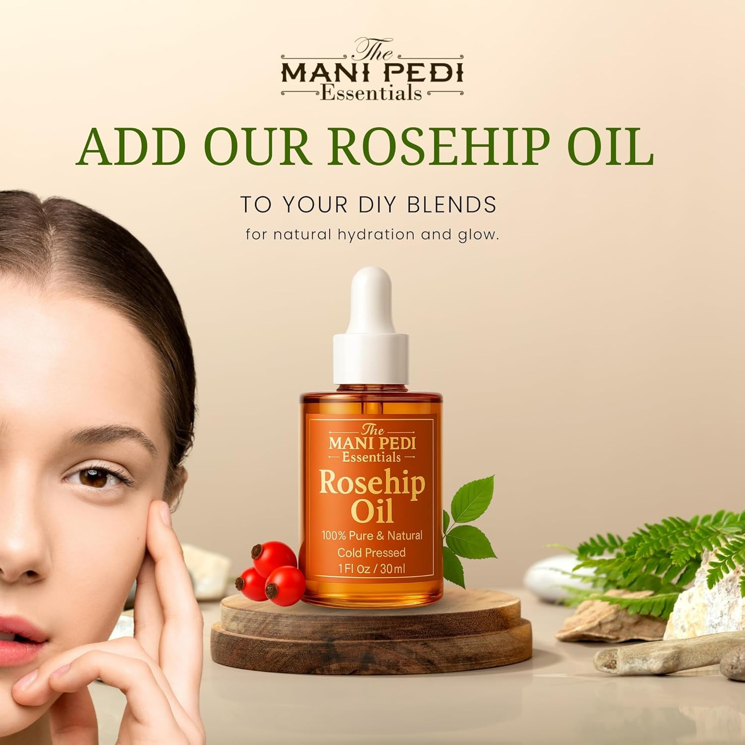 TMPE Rosehip Oil for Face. 100% Pure, Natural, Cold-Pressed & Organic. Natural W