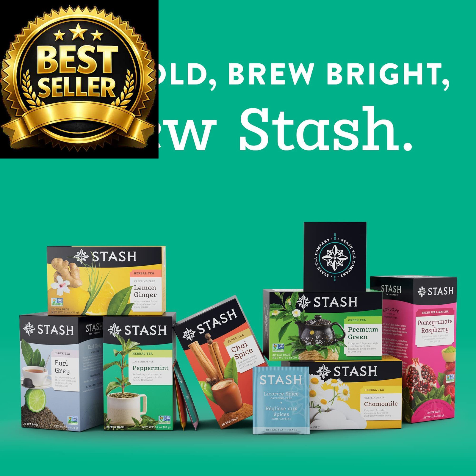Stash Tea Double Bergamot Earl Grey Black Tea, Box of 100 Count (Pack 1)