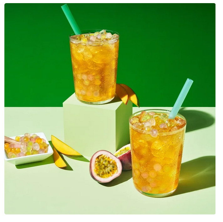 Yulu Instant Boba Mango Peach Tea, Bubble Tea Kit, 3 Drinks