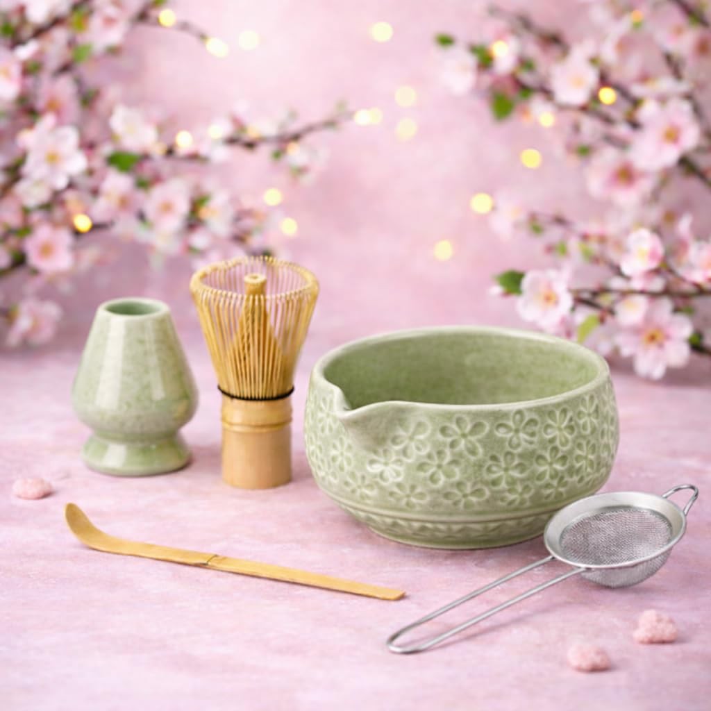 Matcha Kit – Complete Matcha Set with Bamboo Whisk, Bowl with Spout, Scoop