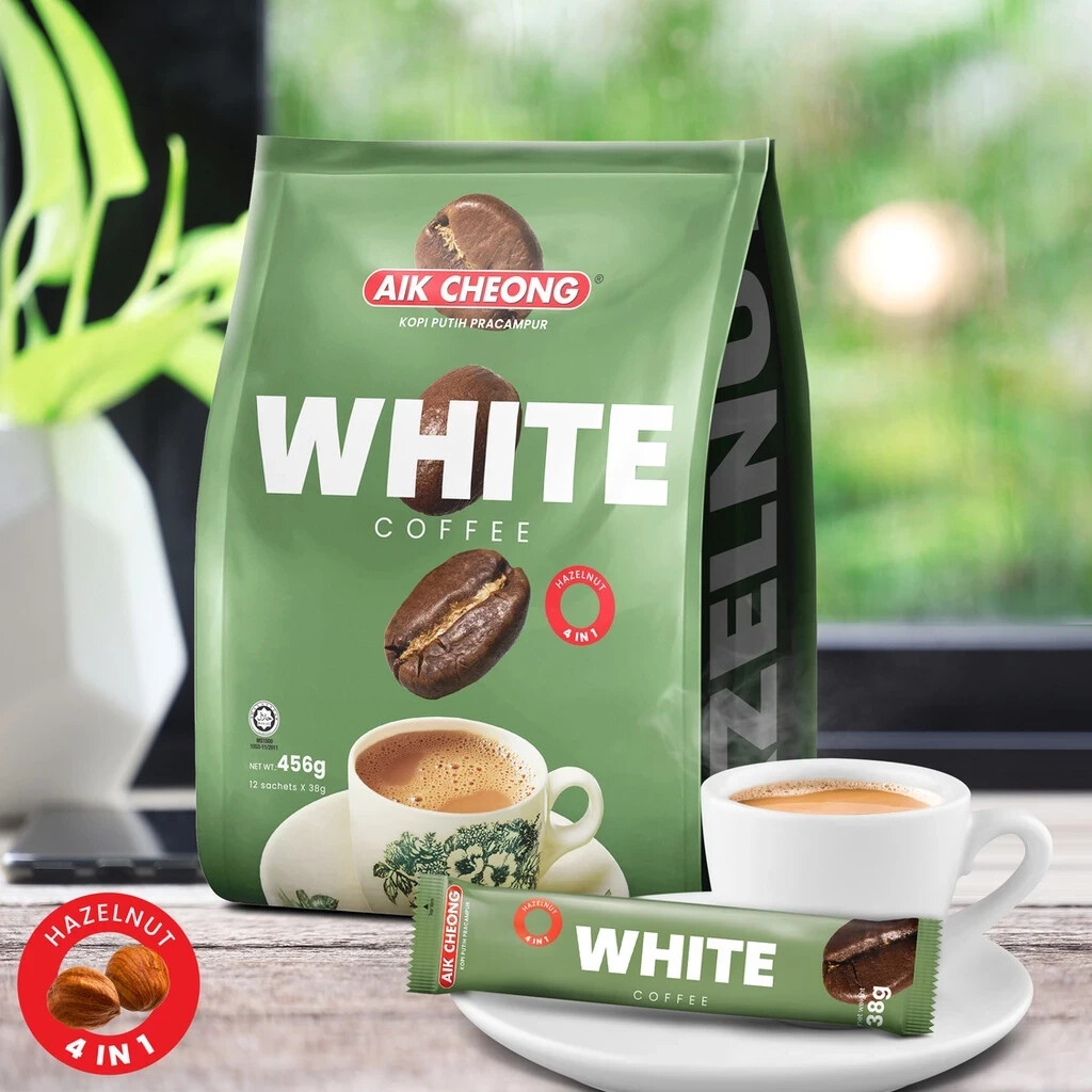 AIK CHEONG 3 IN 1 WHITE COFFEE HAZELNUT (38g x 12s) MALAYSIA PRODUCT