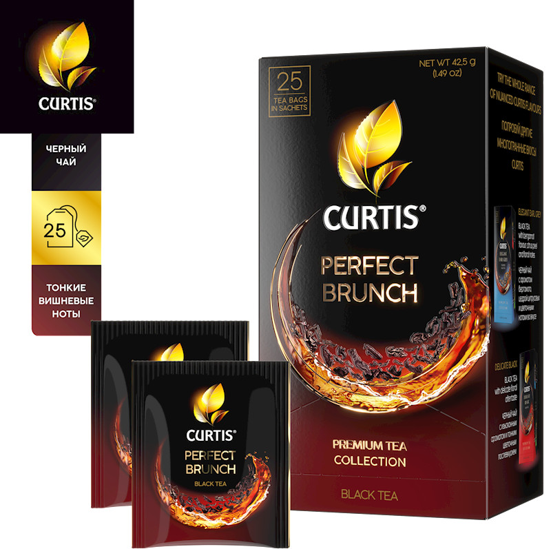 Curtis PERFECT BRUNCH CHERRY Black Premium Tea 25 Bags Made in Russia RF NO GMO