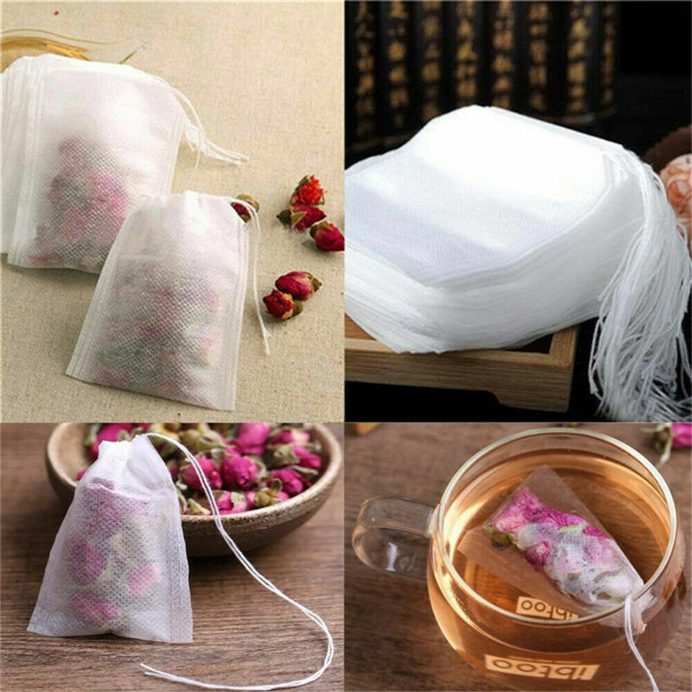 200Pcs Empty TEABAGS Non Woven String Heat Seal Filter Paper Herb Loose Tea Bags