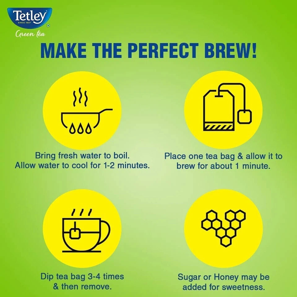 Tetley Green Tea, Regular, 100 Tea Bags Free Shipping World Wide