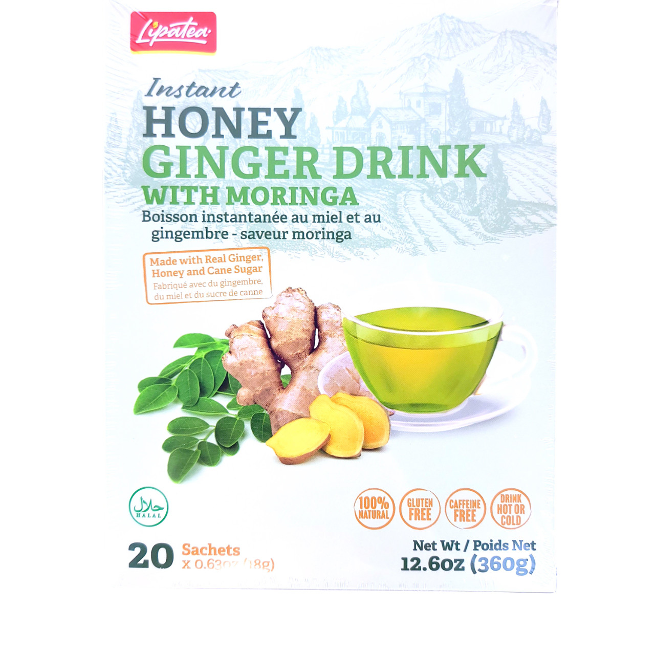 Instant Honey Ginger Drink With Moringa By Lipatea 20x Sachets (18g x 20) Net