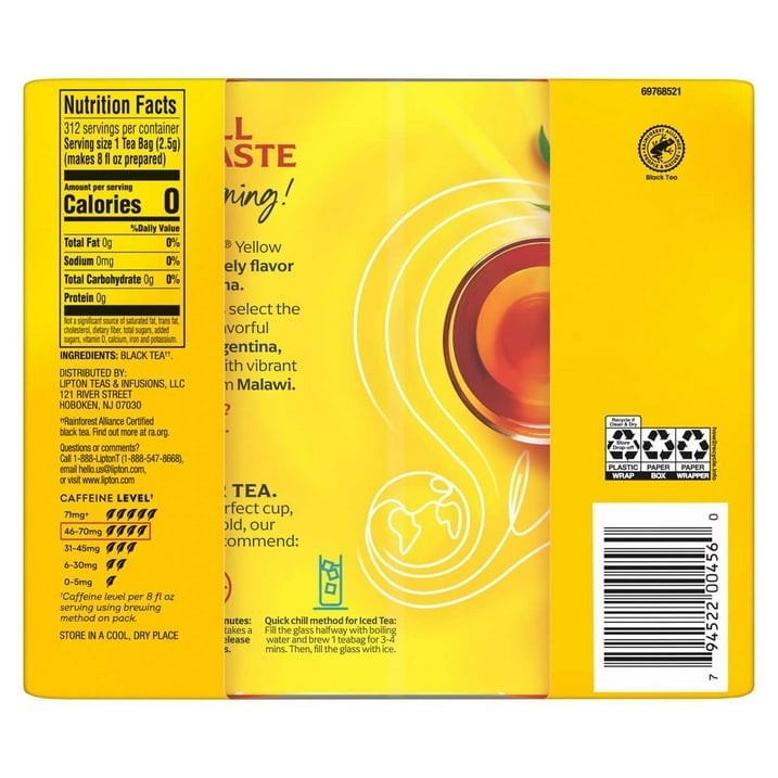 Lipton Tea Bags, Black Tea, 312 ct.