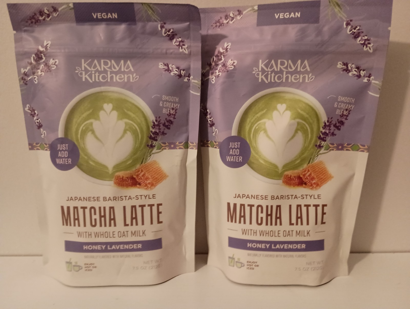 2 Karma Kitchen Japanese Barista-Style Honey Lavender Matcha Latte w/ Oat Milk