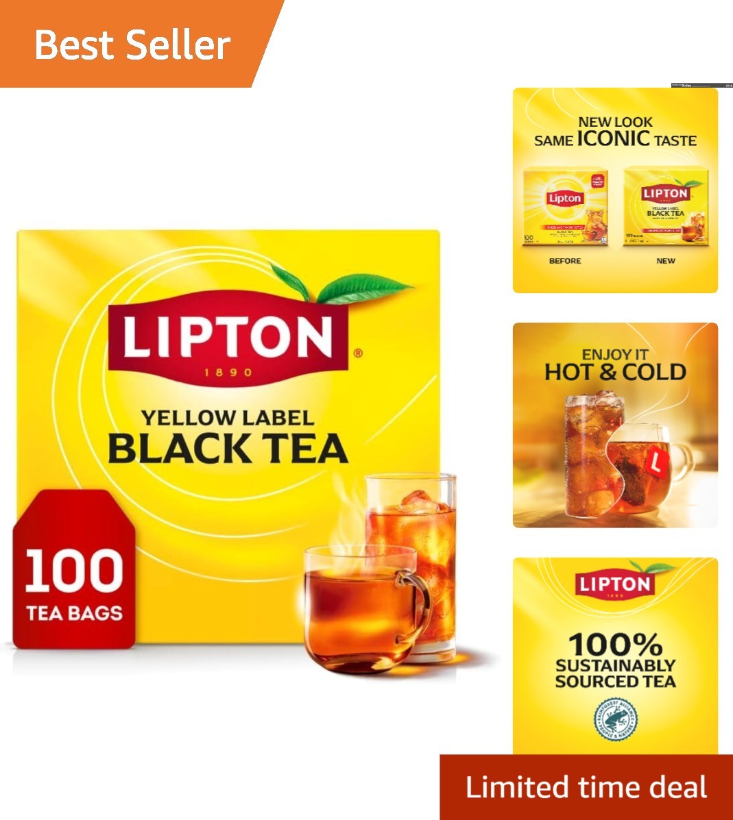 100 Count High Caffeine Black Tea Bags – Energizing Hot or Iced Beverage