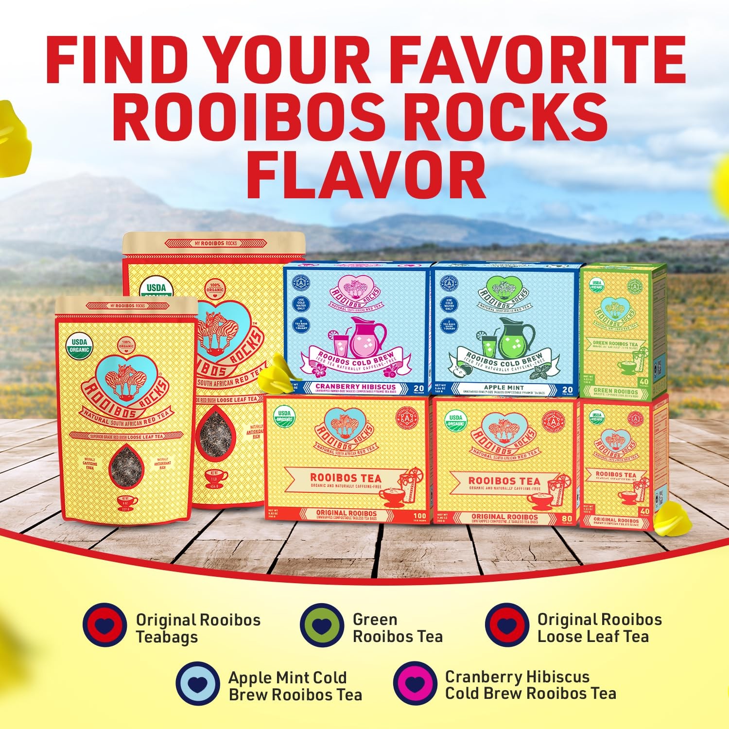 Rooibos Rocks Herbal Tea Bags – Naturally 100 Count (Pack of 1), Earthy Red