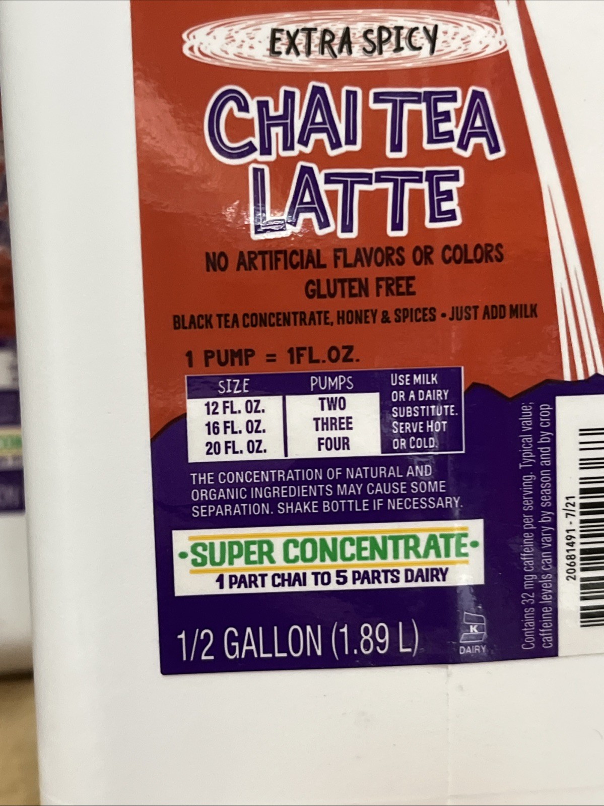 Oregon Chai Extra Spicy Chai Tea Latte Bold Concentrate 64 oz – Half Gallon