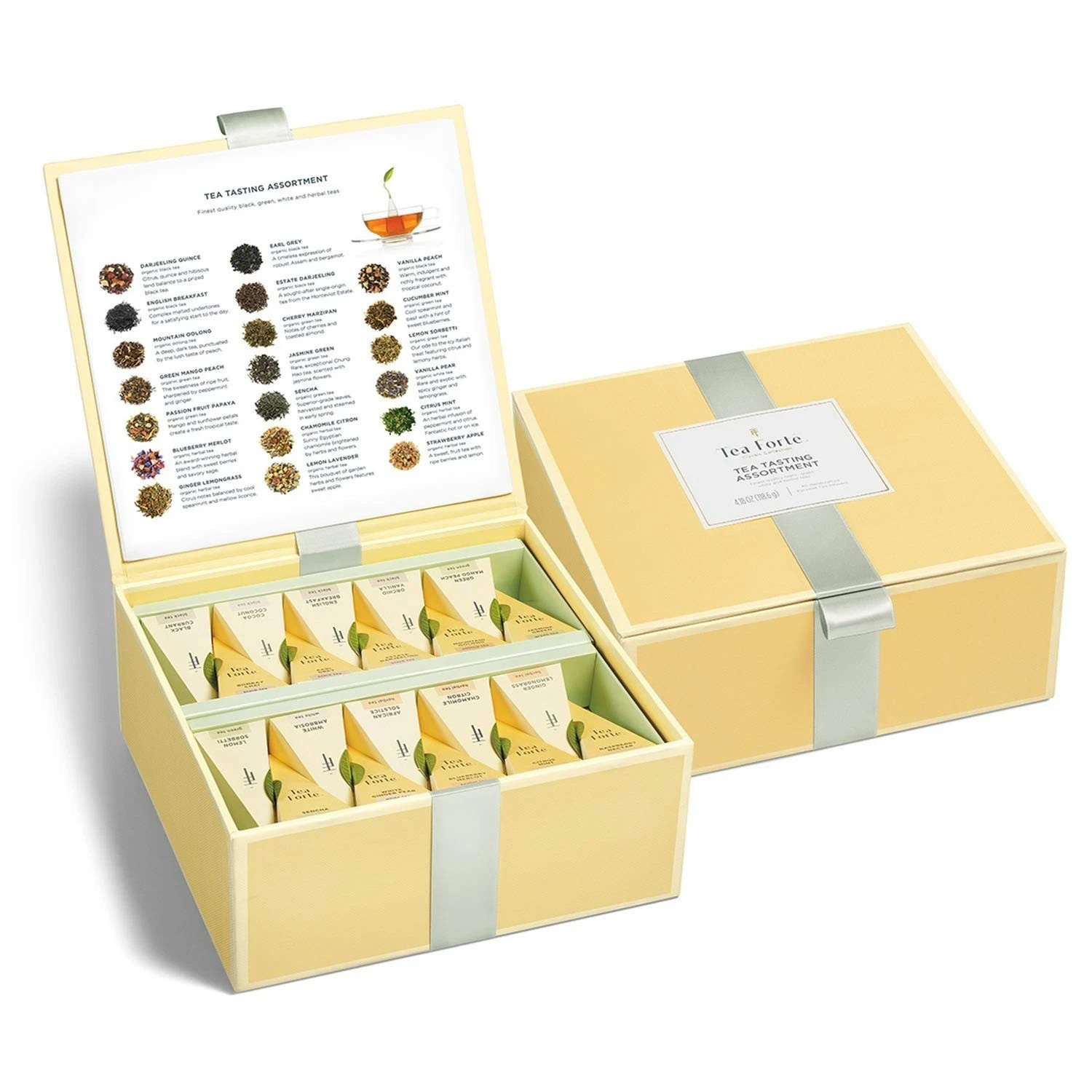 Tea Forté, Large “Tasting Assortment” Tea Chest Gift Box of 40 Gourmet Teas