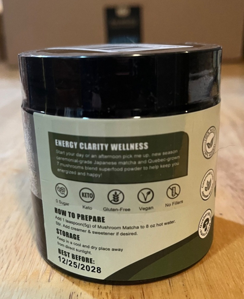 Grelim Mushroom Matcha Infused With 7 Superfood Mushrooms, MCT Oil, Coconut Milk