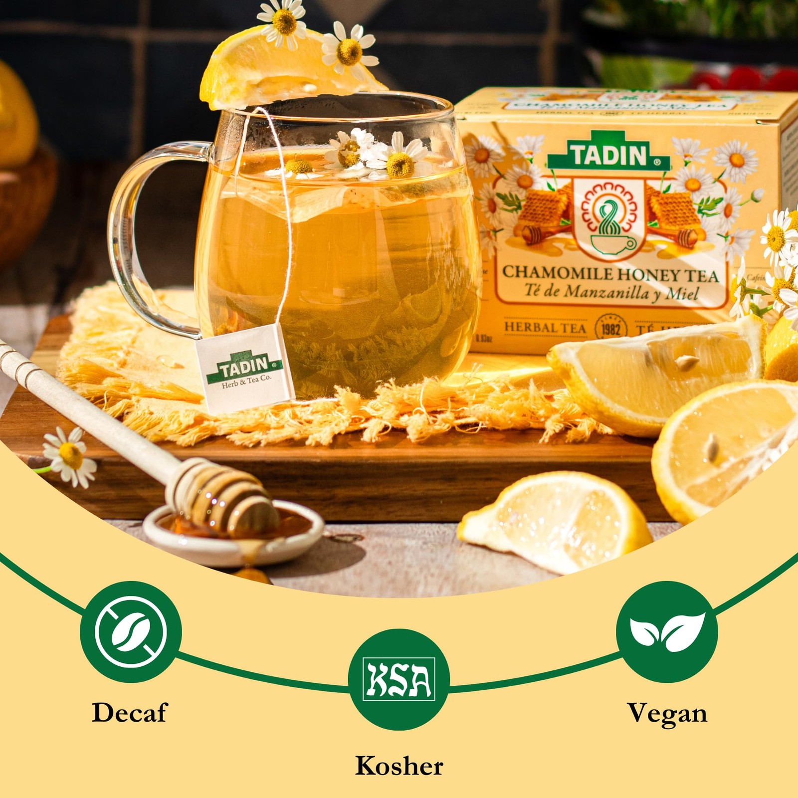 Tadin Chamomile Honey Herbal Tea 24 Count Caffeine Free Relaxing Blend