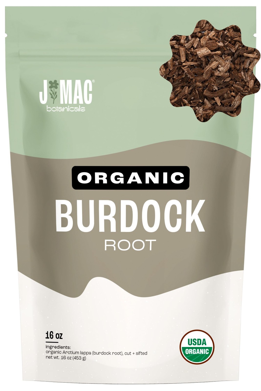 J Mac Botanicals, Organic Burdock Root Tea 16 oz, Certified USDA Organic Burd…