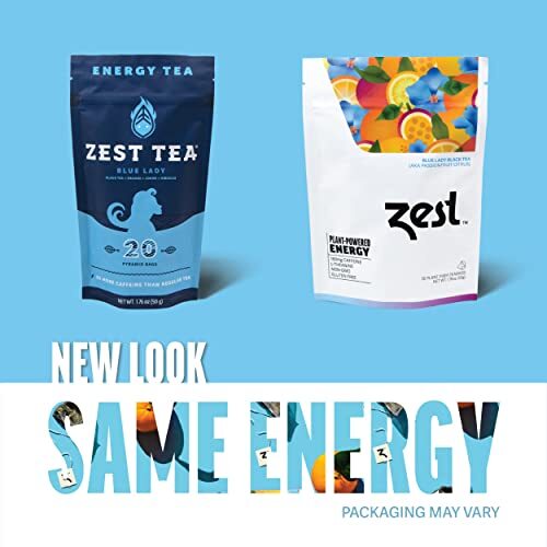 Zest 150mg High Caffeine Energy Leaf Blend – Blue Lady Black Tea – 20 Pack Ba…