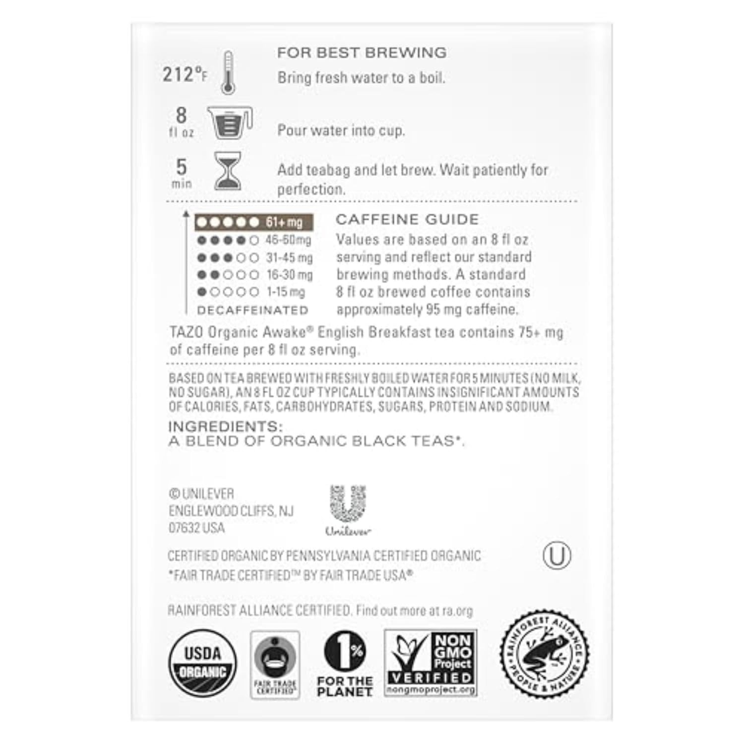 TAZO Tea Bag Regenerative Organic Awake 36 Count Box FREE SHIPPING