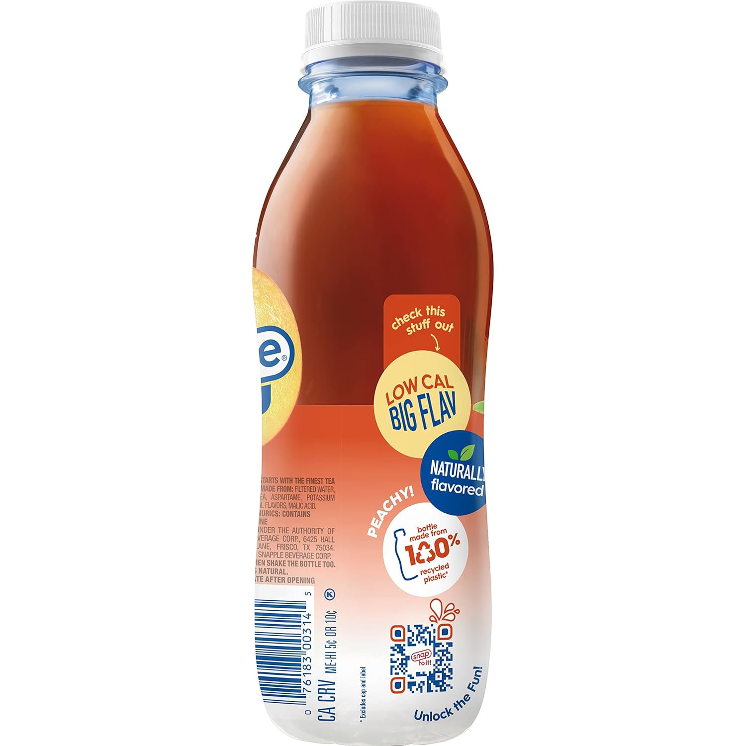 Zero Sugar Peach Tea, 16 Fl Oz Recycled Plastic Bottle (Pack of 12)