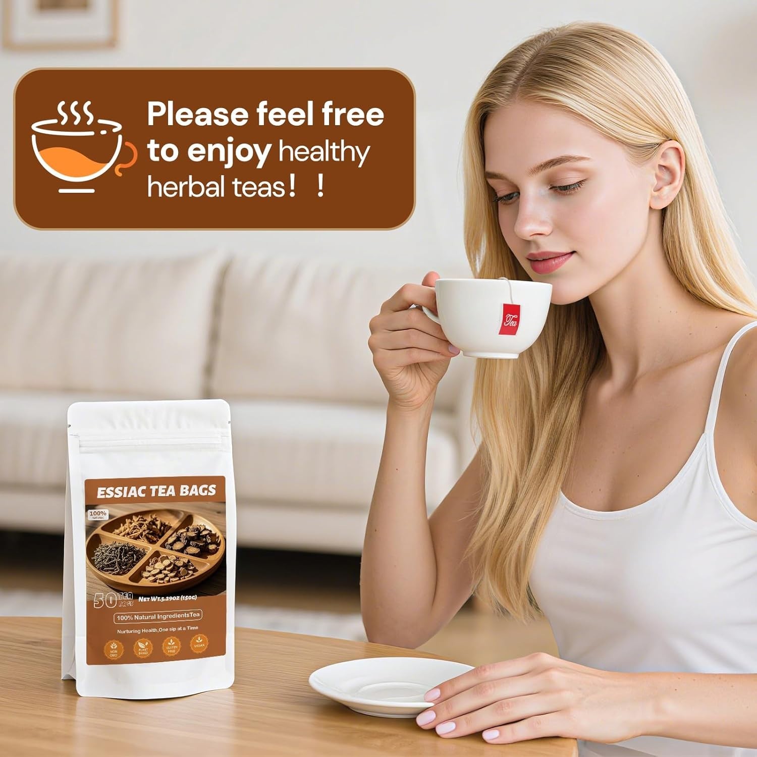 Essiac Tea, Premium Essiac Wellness Herbal Tea Bags with Slippery Elm Bark,
