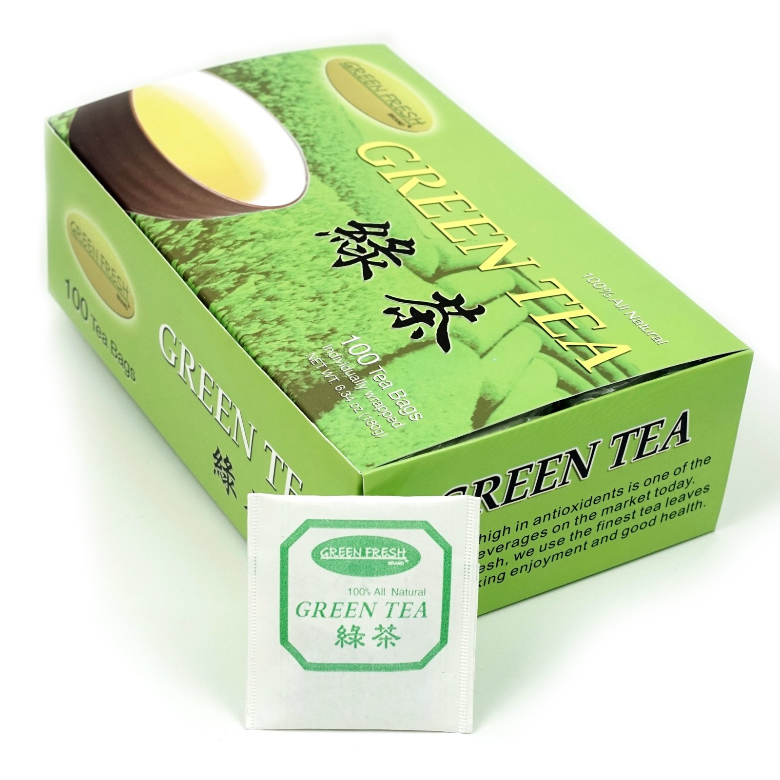 100% Natural Premium Green Tea, 100 Count of Tea Bags net wt 6.34 oz (180g)
