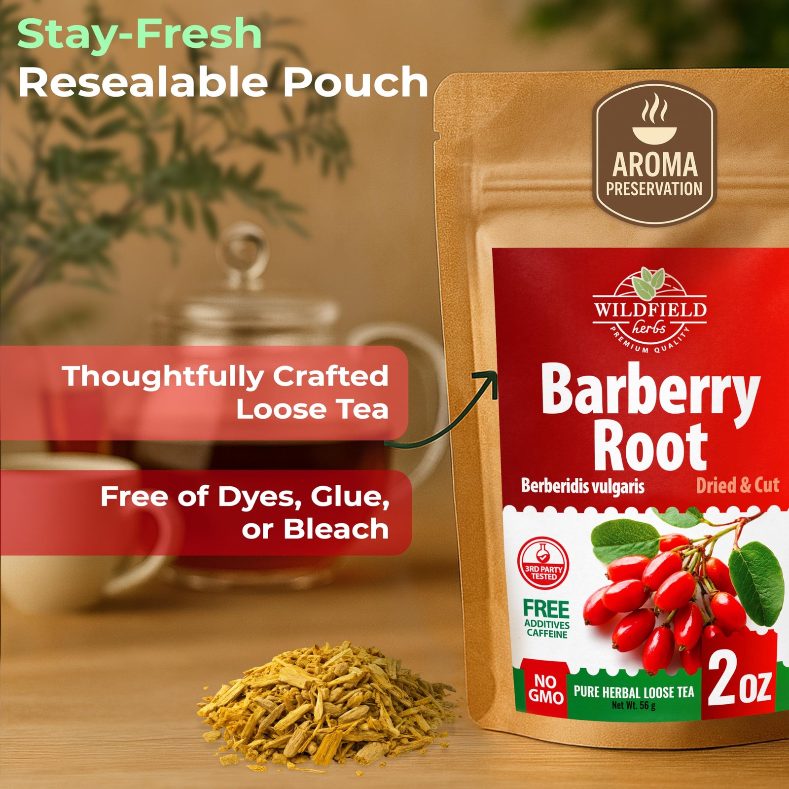 2 oz. Barberry Root Herbal Tea (Berberis vulgaris) – 56g Dried 2 Ounce