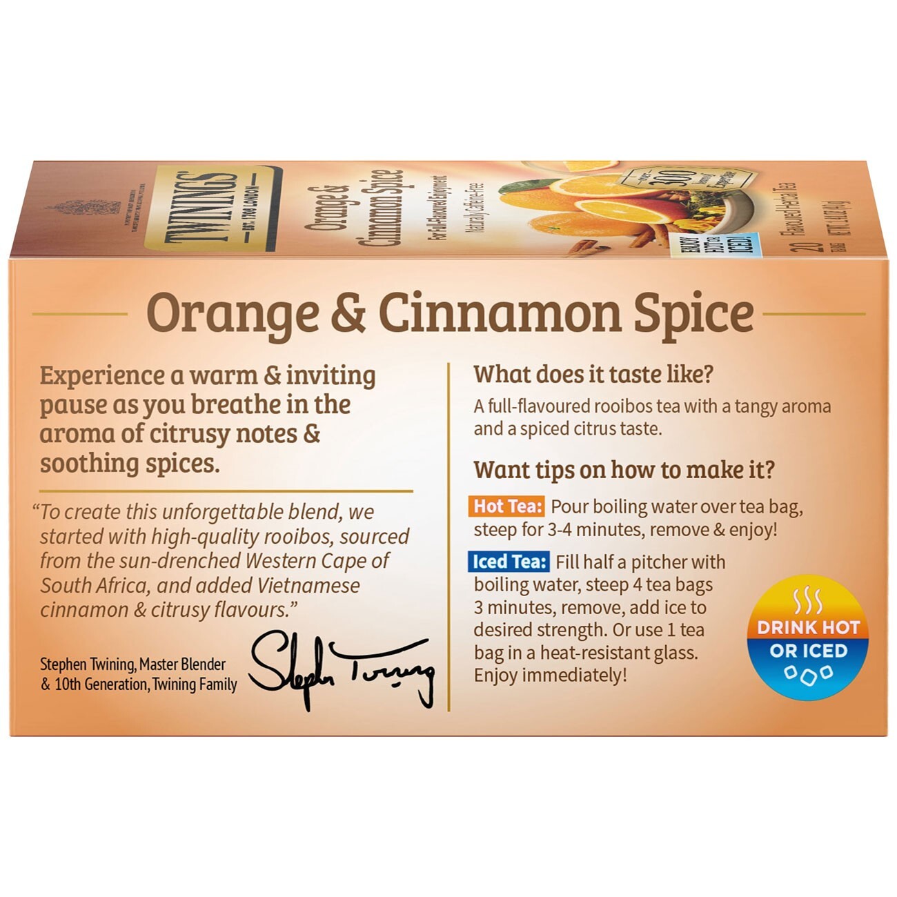 Twinings Orange & Cinnamon Spice Herbal Tea – 20 tea bags