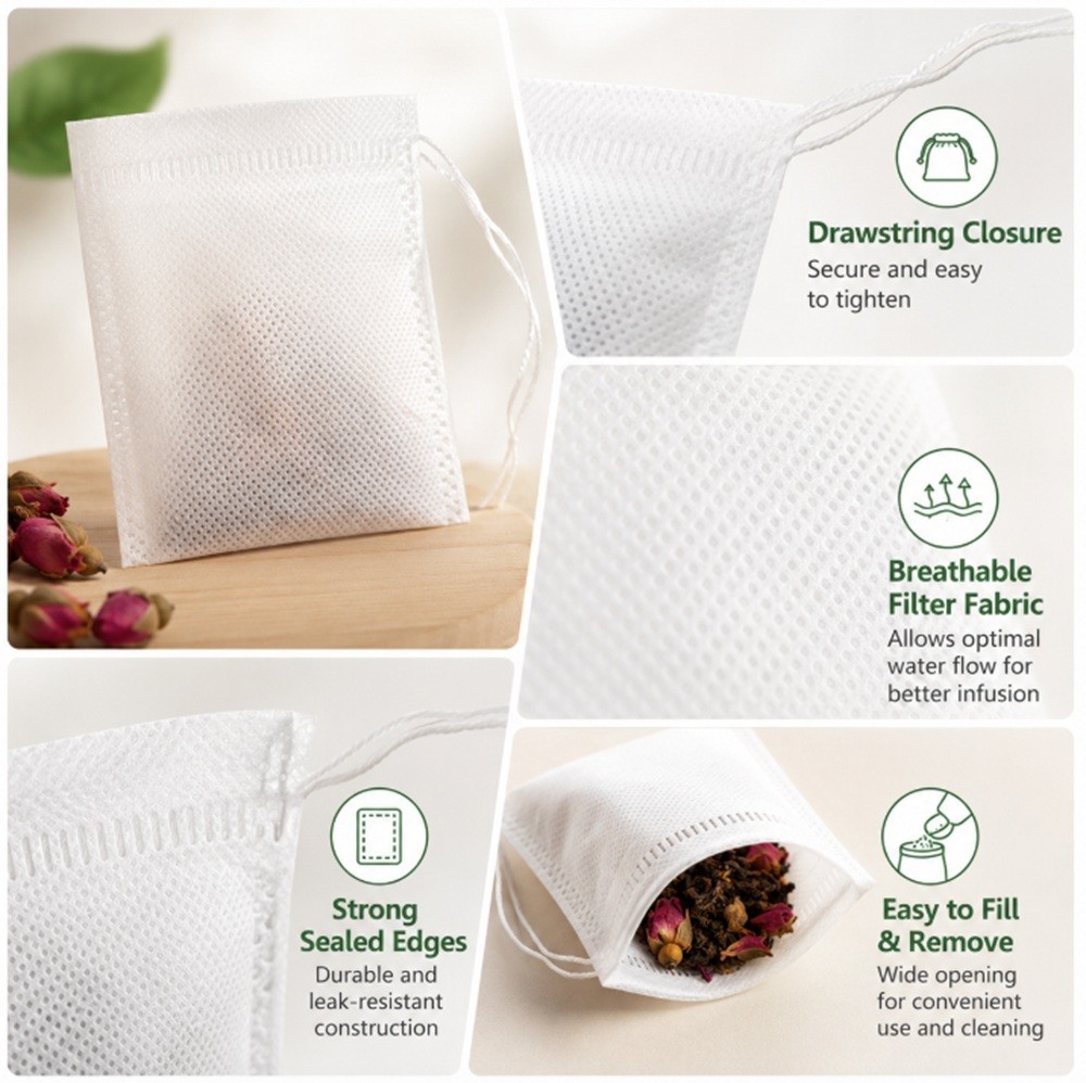 100 Pcs 8x10cm Non-woven Disposable Tea Bags – Empty Herb Loose Tea Filter Bags