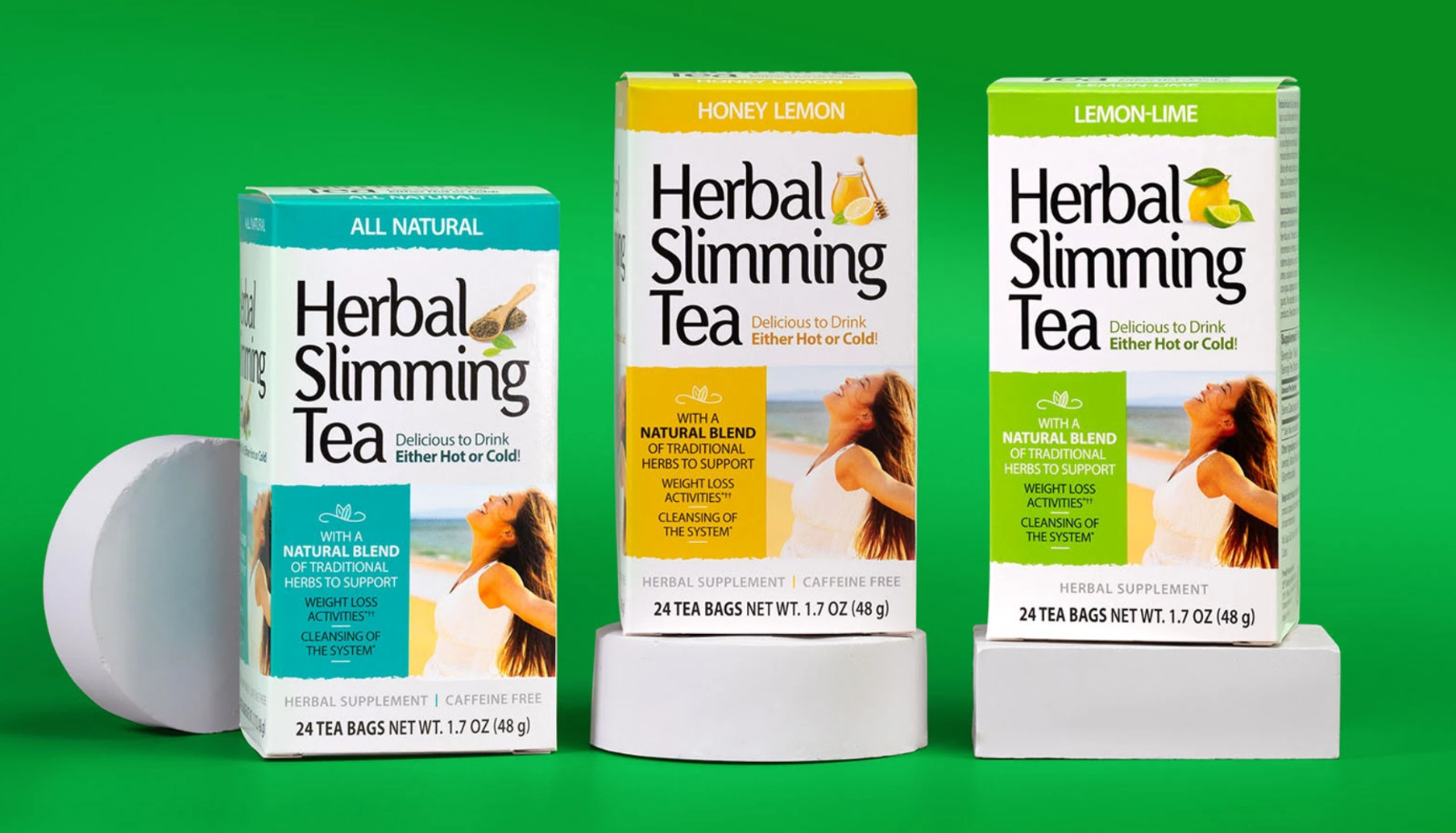 Herbal Slimming Tea Variety 3 pack Honey Lemon, Lemon-Lime and Natural