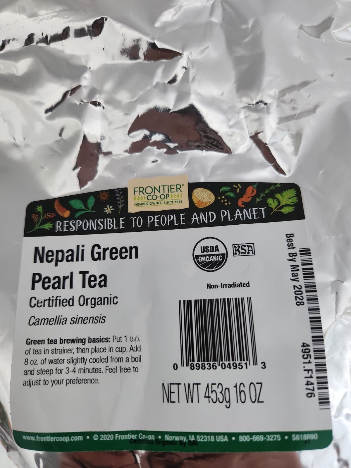 Frontier Bulk Nepali Green Pearl Tea, Organic, 1 Pound (16 oz) – NEW & Fresh