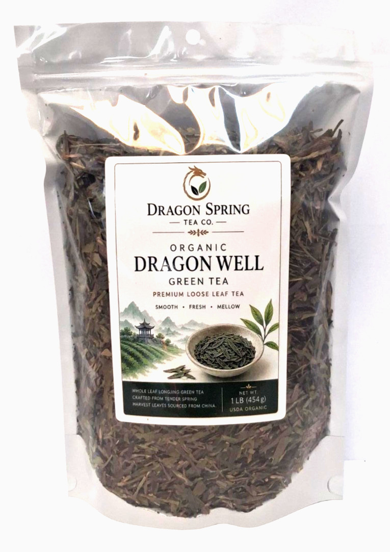 Organic Dragonwell Green Tea Loose Leaf | Premium Longjing Tea | 454g / 1 lb.