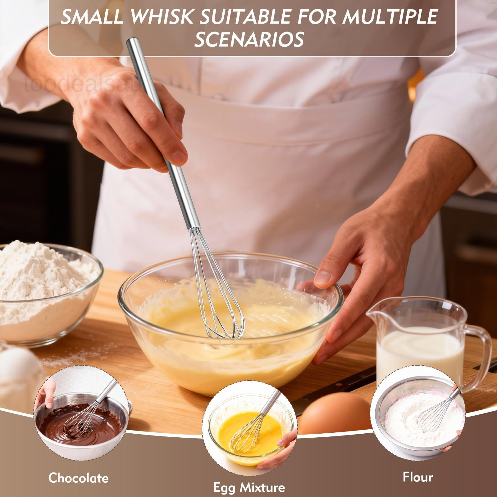 10 Inch Mini Whisk, 304 Anti-Rust Stainless Steel Small Whisks Mini, Silver