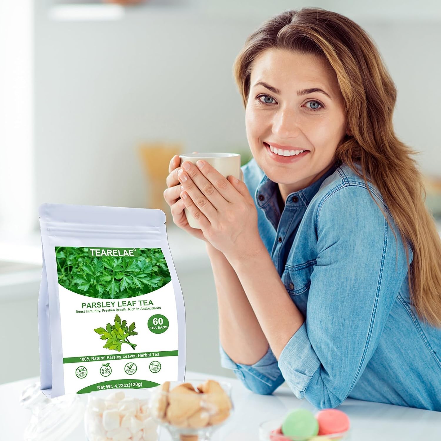 100 Percent Pure Natural Parsley Tea Bags 60 Count Boiled Leaf Tea