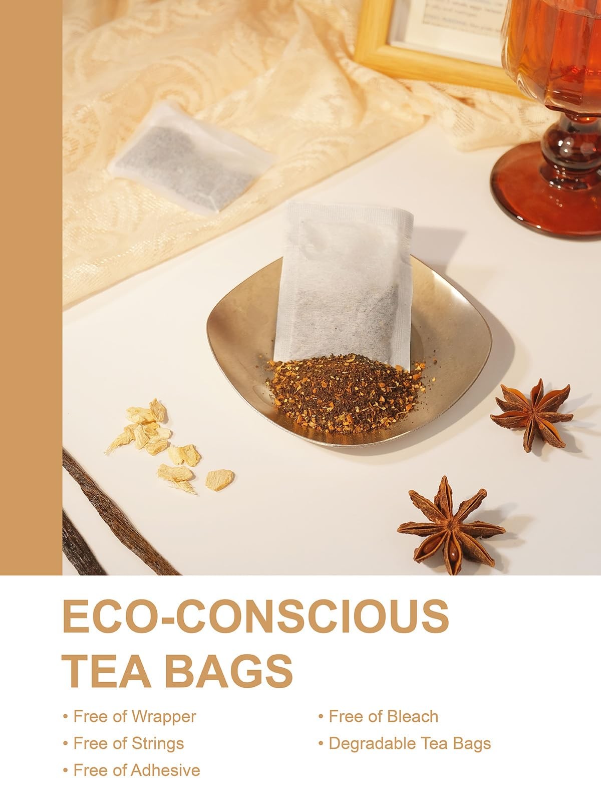 Vanilla Chai Tea Bags, Premium Black Tea with Cinnamon, Ginger, Cardamom, Sta…